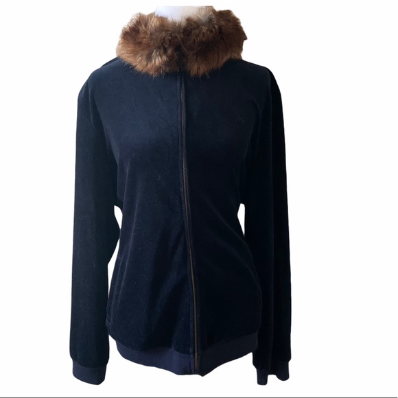 Lauren Ralph Lauren Jackets & Blazers - Ralph Lauren Velour Zip Up Jacket Faux Fur Collar